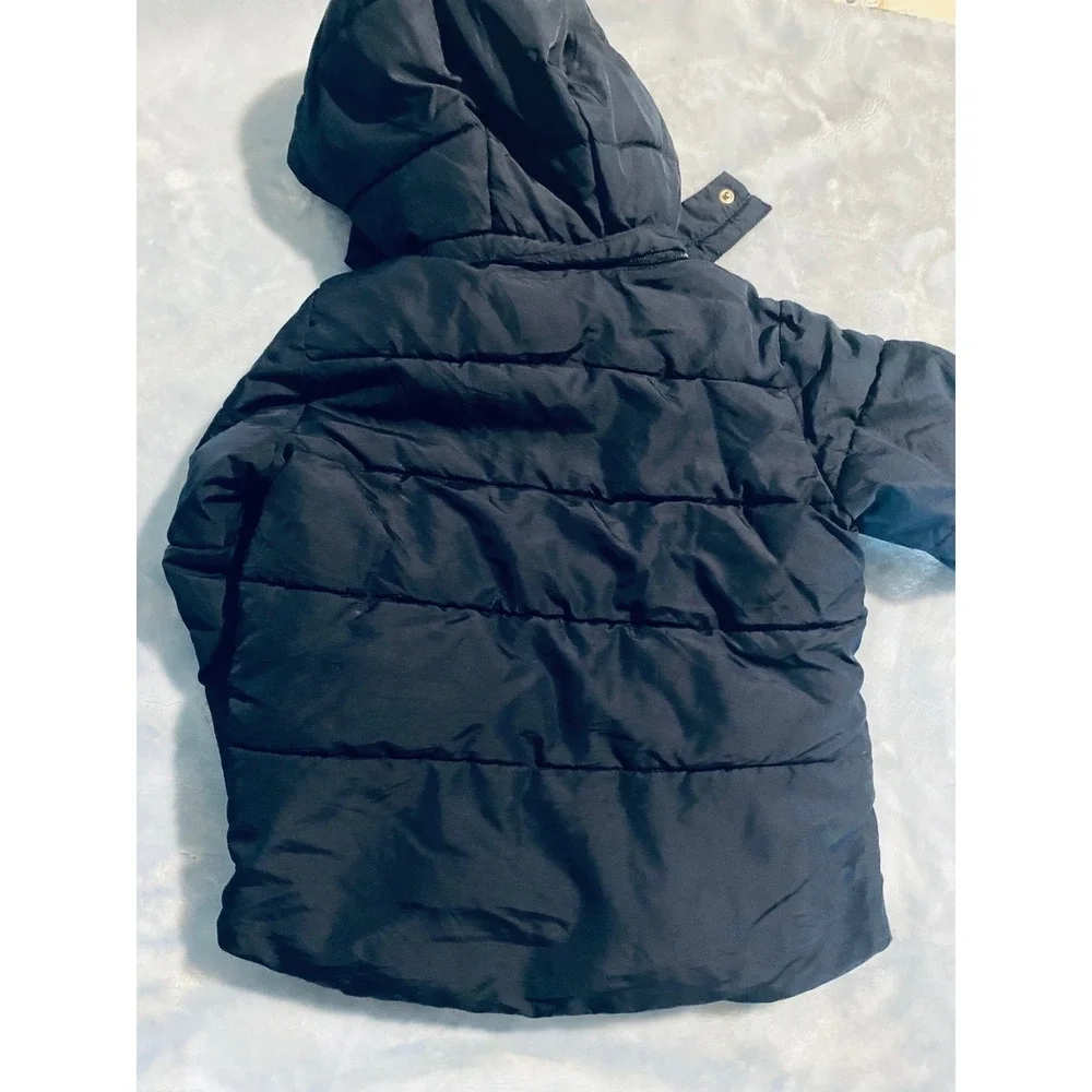 Baby Gap Toddler Boys Navy Blue Orange Fleece Lined Puffer Jacket Hooded 2T Coat